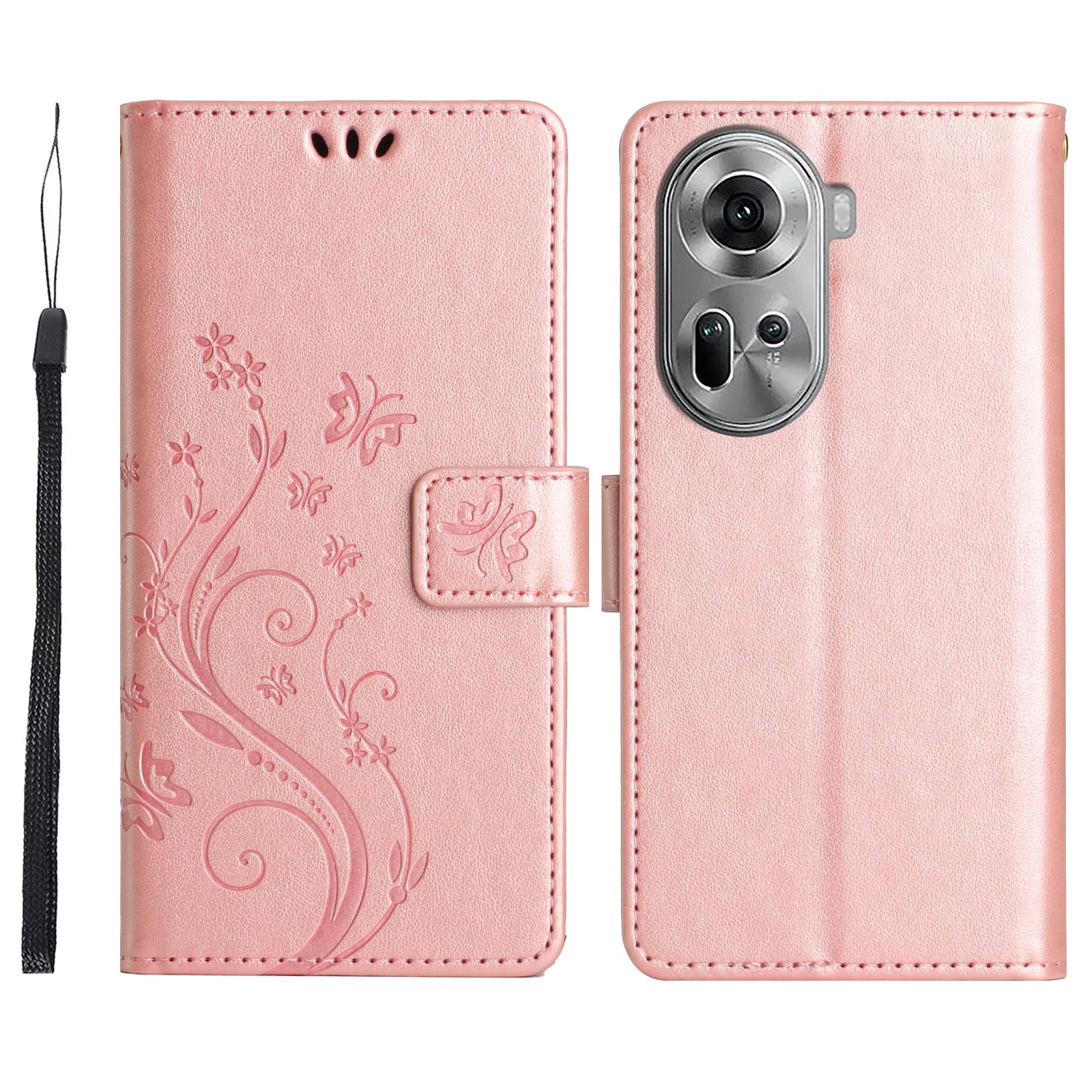 For Oppo Reno11 5G (Global) Wallet Case Butterfly Pattern PU Leather Phone Cover For Oppo Reno11 5G (Global) Wallet Case Butterfly Pattern PU Leather Phone Cover